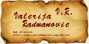 Valerija Radmanović vizit kartica